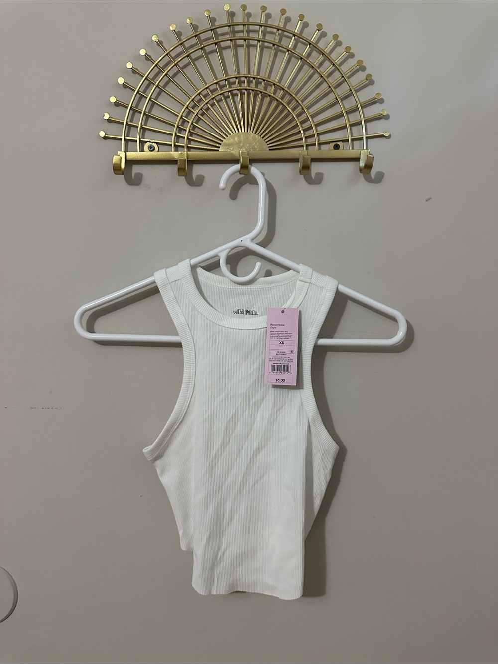 wild fable White Ribbed Crop Top Tank